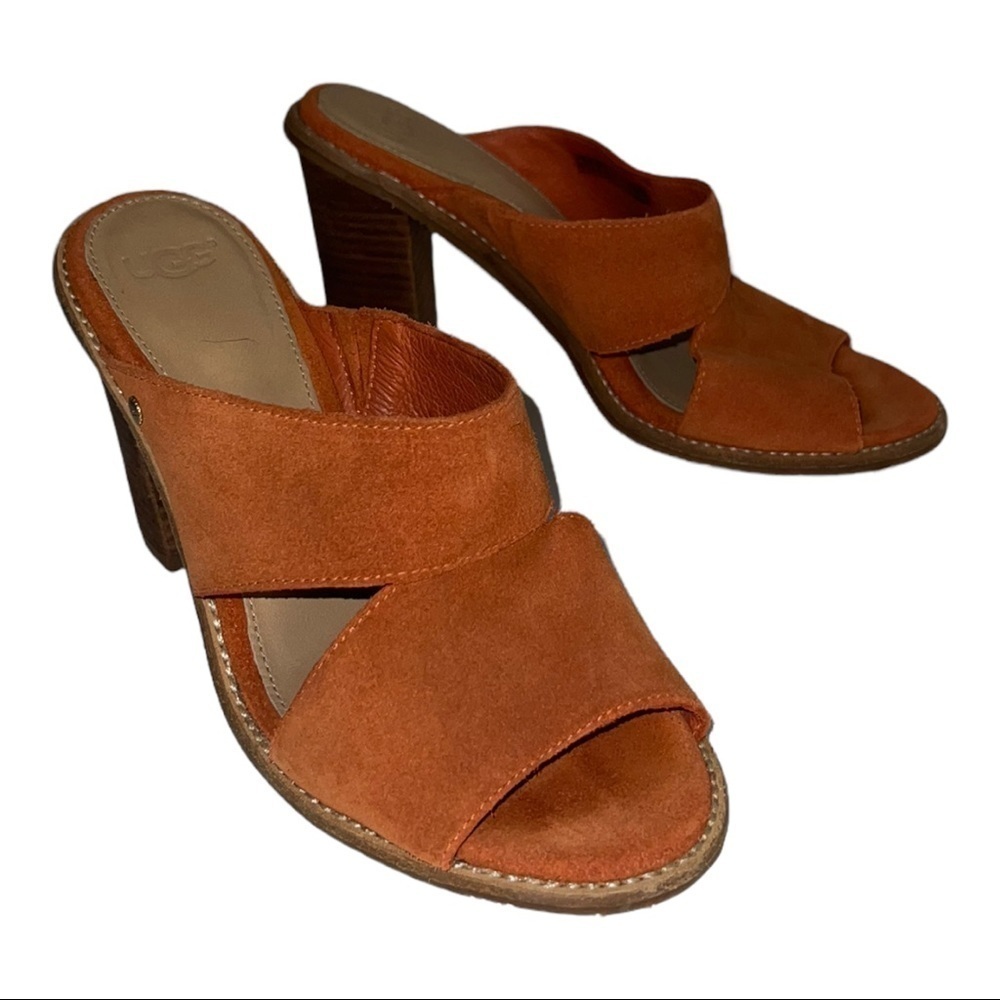 Ugg Orange Leather Suede Slide Sandals
